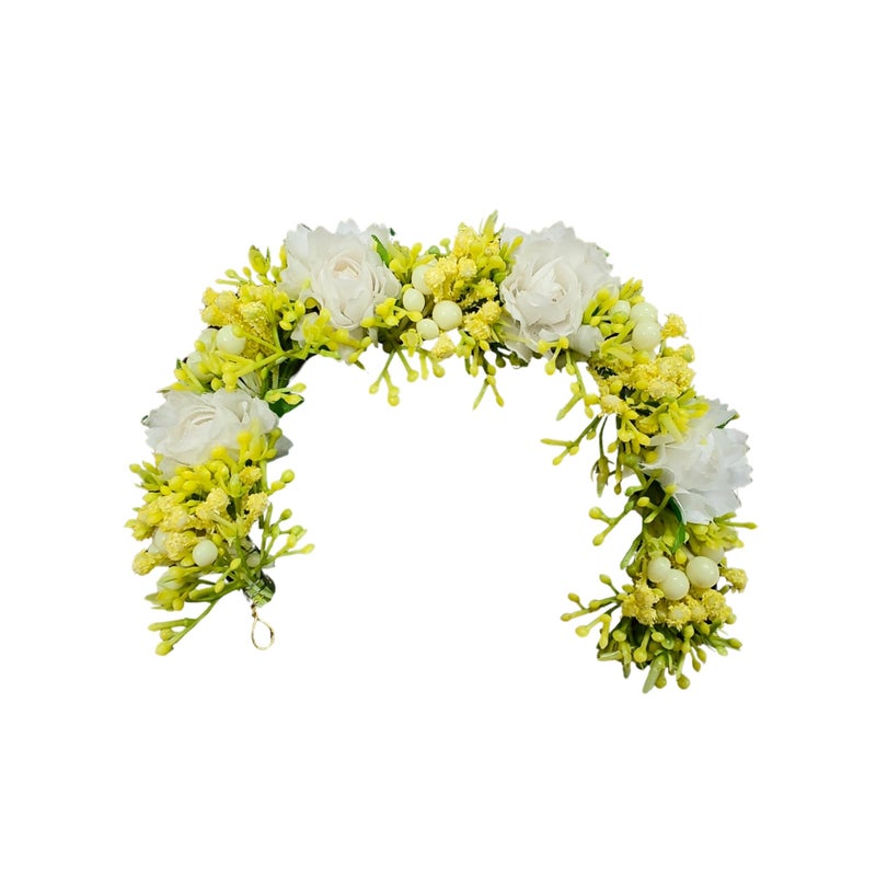 ANVIK Hair Accessories Fancy Party Bridal Wedding Fabric/Artificial Flower Bun Juda Hair Gajra For Women's Flower Hair Accessory Veni For Hair For Bride (DESIGN 1) - Image 4