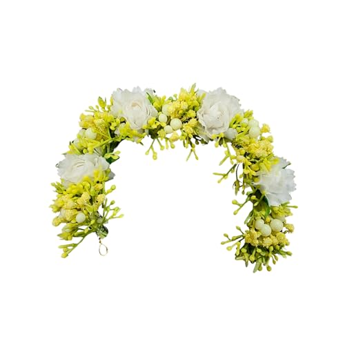 ANVIK Hair Accessories Fancy Party Bridal Wedding Fabric/Artificial Flower Bun Juda Hair Gajra For Women's Flower Hair Accessory Veni For Hair For Bride (DESIGN 1) - Image 1
