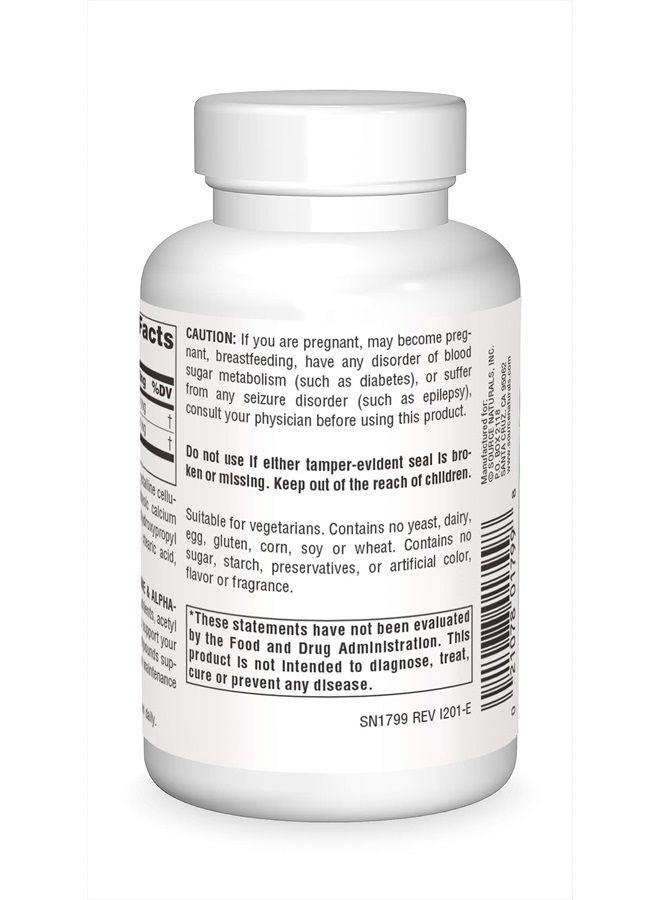Source Naturals Acetyl L-Carnitine & Alpha-Lipoic Acid 650mg - 60 Tablets - Image 2