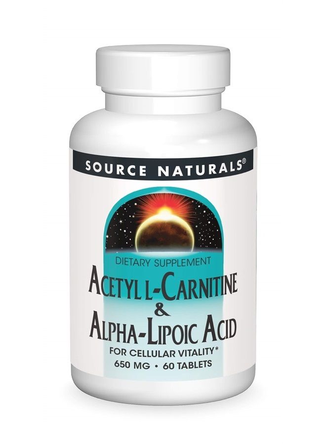 Source Naturals Acetyl L-Carnitine & Alpha-Lipoic Acid 650mg - 60 Tablets - Image 1