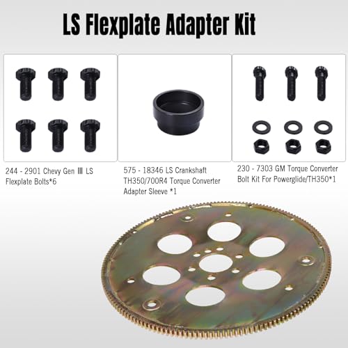 KALANBAY 57534610 LS V8 Flexplate Adapter Kit With Bolts & Spacer For 1997-2007 GM Gen III LS1/LS2/LS6/4.8/5.3/6.0 TH350 700R4 200-4R 4L60 Transmission Adapter Flex Plate Kit Swap Flywheel - Image 5