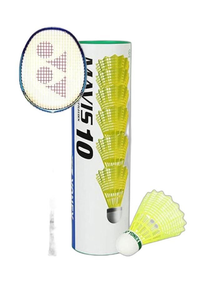 Yonex Nanoray Ace Cyan 4U G5 Badminton Racket + Mavis 10 Green Cap Slow Badminton Shuttlecock 6 Pack, Yellow Pack  - Image 1