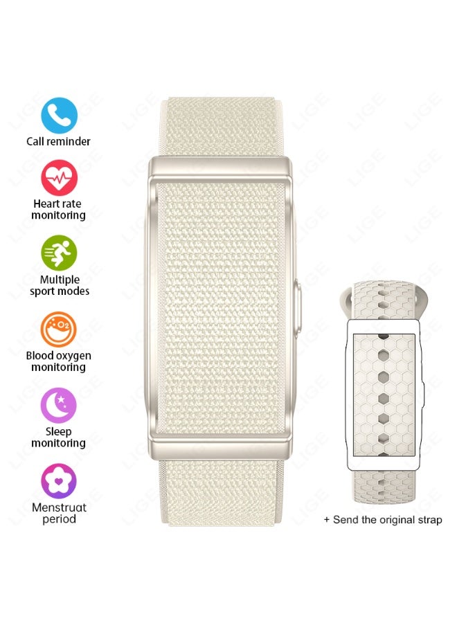 لييج سوار ذكي أنيق ومتين للنساء، جهاز تتبع اللياقة البدنية بدون شاشة، تتبع الصحة على مدار 24 ساعة، سوار ذكي خفيف الوزن وقابل للحمل، مقاوم للماء IP68، حزامان بيج قابلان للتبديل، مناسب للاستخدام في الهواء الطلق - Image 1