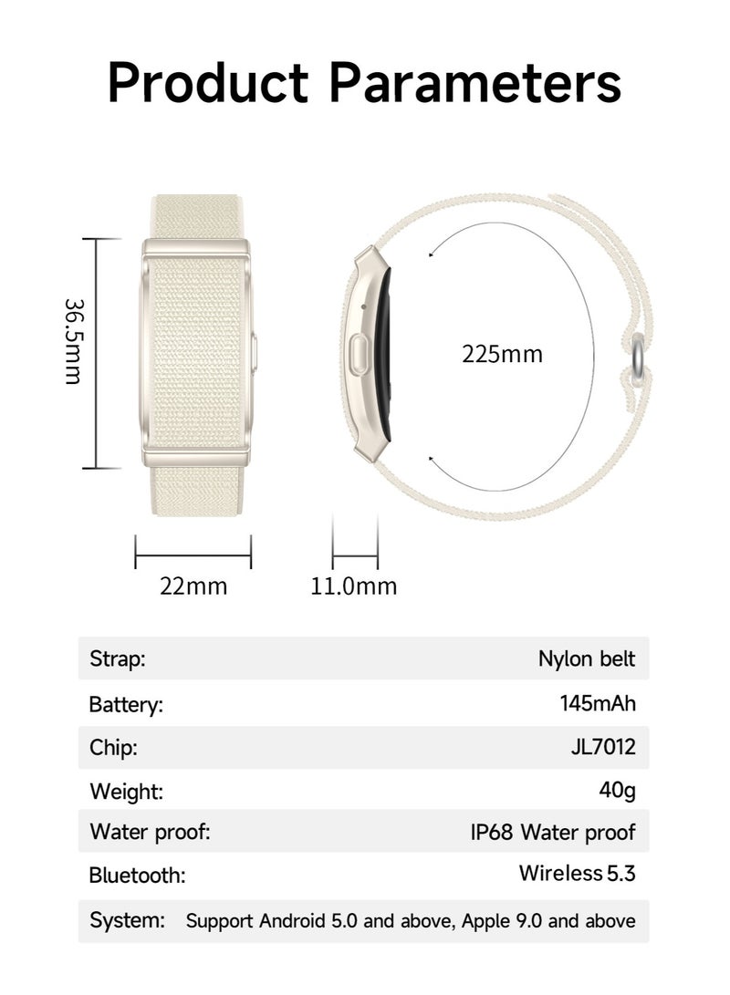 لييج سوار ذكي أنيق ومتين للنساء، جهاز تتبع اللياقة البدنية بدون شاشة، تتبع الصحة على مدار 24 ساعة، سوار ذكي خفيف الوزن وقابل للحمل، مقاوم للماء IP68، حزامان بيج قابلان للتبديل، مناسب للاستخدام في الهواء الطلق - Image 2