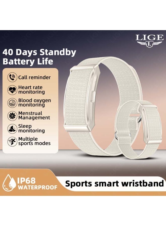 لييج سوار ذكي أنيق ومتين للنساء، جهاز تتبع اللياقة البدنية بدون شاشة، تتبع الصحة على مدار 24 ساعة، سوار ذكي خفيف الوزن وقابل للحمل، مقاوم للماء IP68، حزامان بيج قابلان للتبديل، مناسب للاستخدام في الهواء الطلق - Image 3