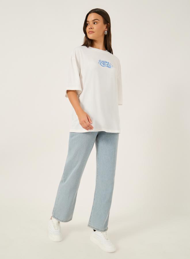 ستايلي تيشيرت مطرز بأكمام قصيرة مقاس كبير - Image 2