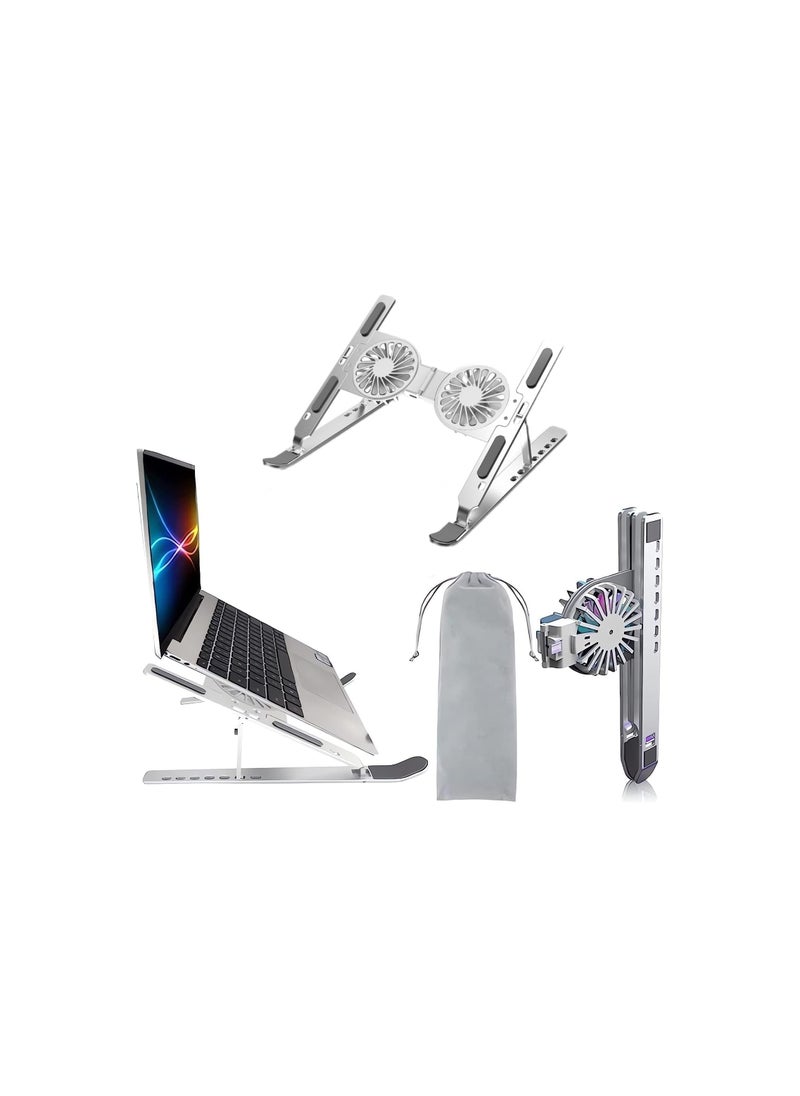 Generic Laptop Stand with Cooling Fans, Adjustable & Foldable, Fits 10-17 Inch Laptops – Silver 