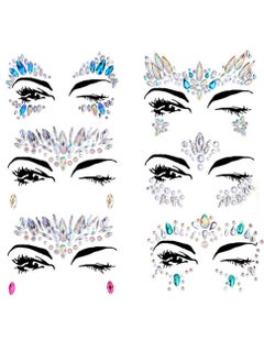 Generic 6 Set Face Gems Stickers Crystals Body Tattoo Stickers Eyes Face Temporary Tattoos for Parties, Clubs,Music Festivals  - Image 2