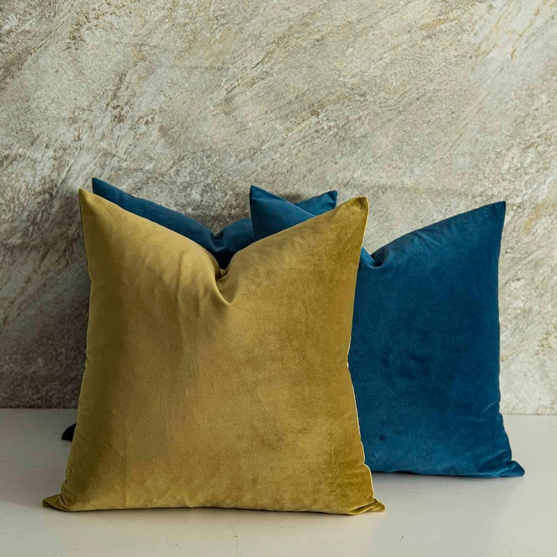 QUAFOO Light Navy Decorative Velvet Throw Pillow Covers 26x26 inch Set of 2 with Zipper Luxury Soft Solid Square Cushion Covers Case for Sofa Couch Bed Living Room - Image 3