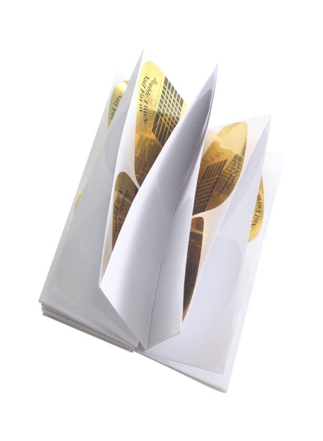 VNC 200Pcs Long Nail Forms for Acrylic Thick Nail Art Tips Extension Forms Durable Acrylic Nail Paper Form Golden Color Stickers - Image 4