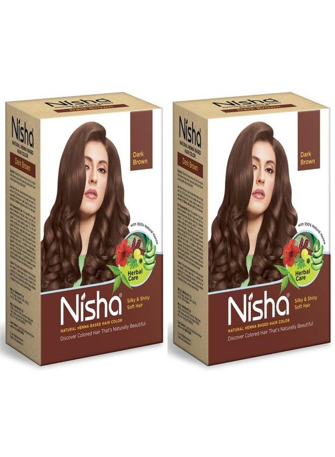 Nisha Natural Henna Powder For Hair Colour, Dark Brown Hair, Herbal Conditioning Hair Dye for Silky & Shiny Soft Hair Colour for Men & Women (Pack of 2-60g each) - Image 1
