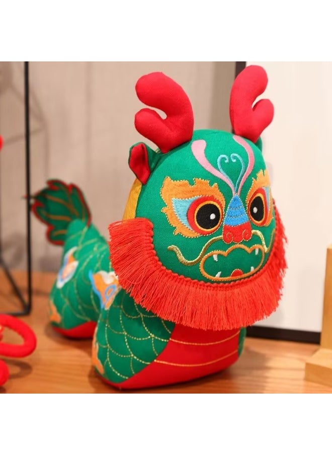 Lucky Dragon Year Plush Toy Doll Zodiac Series Company Event Gift Stock Available Soft PP Cotton Filled Animal Figurine-Color:Good Luck Auspicious Dragon-Green-Height:12cm  - Image 1