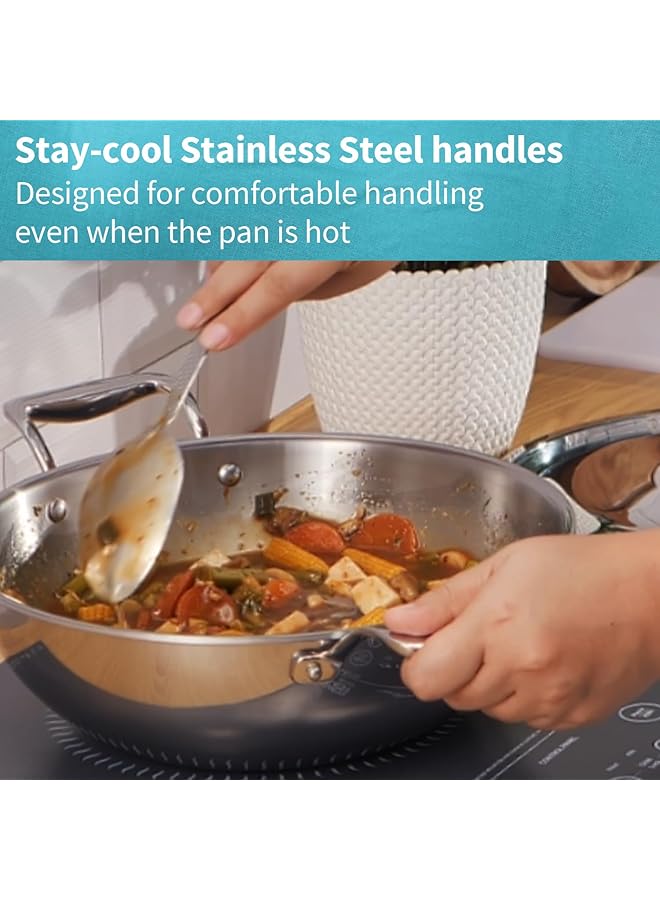 هوكينز مقلاة عميقة احترافية سعة 2.5 لتر، مصنوعة من الفولاذ المقاوم للصدأ، بمقابض وغطاء من الفولاذ المقاوم للصدأ، لون فضي (PSK25S) - Image 4