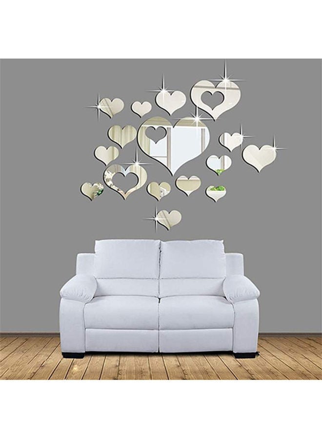 نيبمينينت طقم ملصقات جدارية عاكسة بتصميم قلوب مكون من 16 قطعة فضي - Image 2