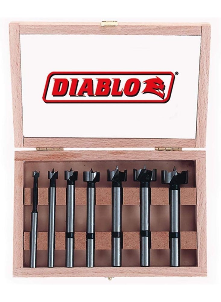 freud Diablo's High-Speed Steel Forstner Bit Drill Set - Ideal for All Types of Wood - 1/4" to 1" Diameter, 1/4" to 3/8" Shank, 3-1/2" Length, 7 Pieces - FB-107  - Image 3
