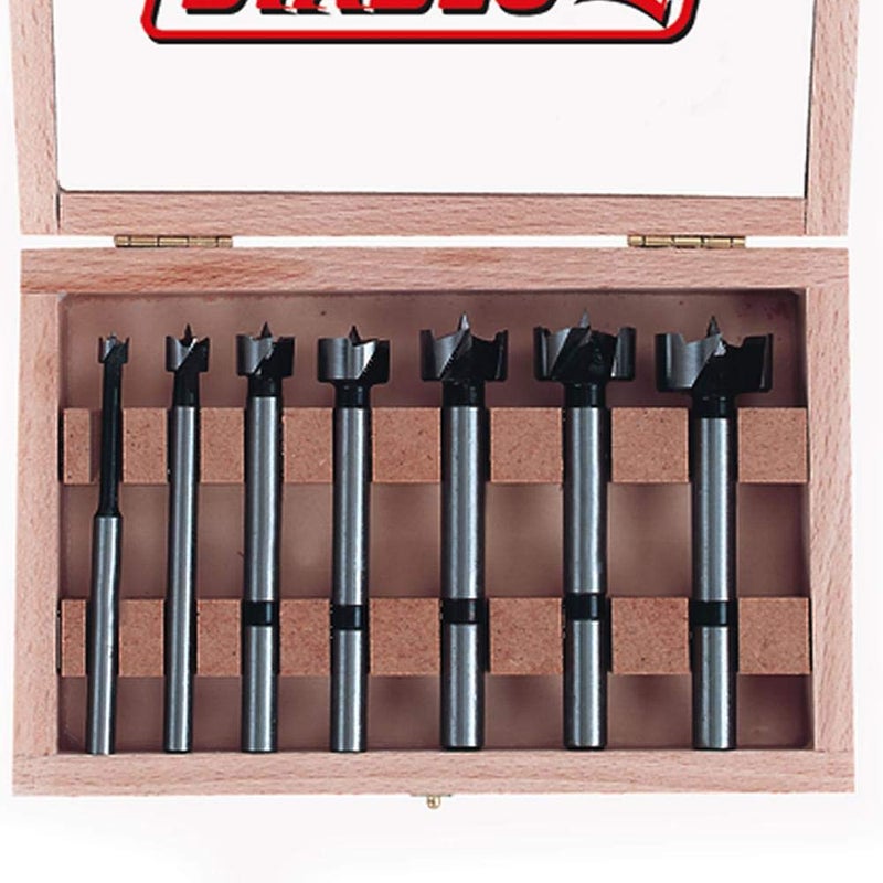 Diablo's High-Speed Steel Forstner Bit Drill Set - Ideal for All Types of Wood - 1/4" to 1" Diameter, 1/4" to 3/8" Shank, 3-1/2" Length, 7 Pieces - FB-107 - Image 2
