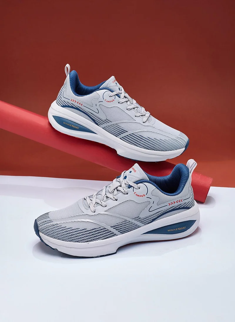 CAMPUS Men Glitch Memory Foam Lace-Up Running Shoes-Light Grey
