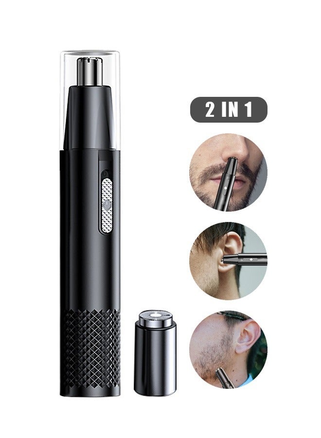 Generic Rechargeable Ear and Nose Hair Trimmer, Professional Painless Eyebrow and Facial Hair Trimmer for Men Women, Powerful Motor and Dual Edge Blades Trimmer (Black)  - Image 1