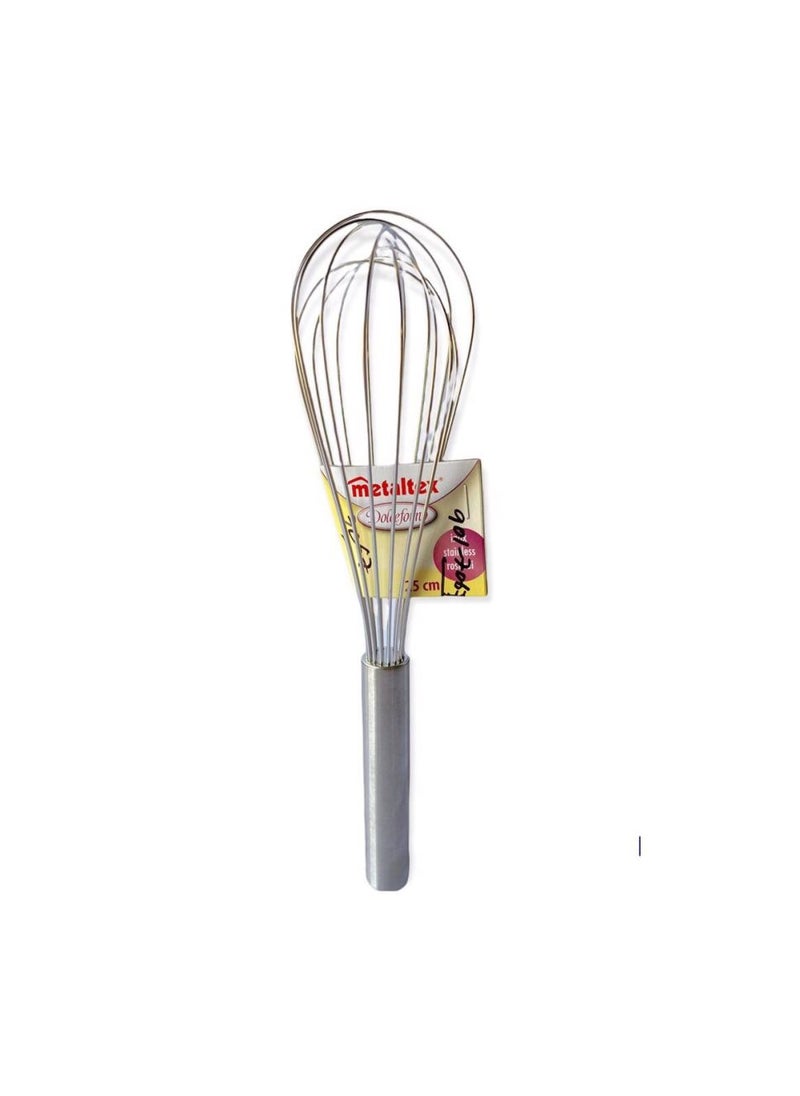 Metaltex 25 cm Stainless Steel Heavy Duty 8 Wire Whisk Egg Frother, Milk Beater Kitchen Utensil for Blending Whisking Beating Mixing Whipping and  Stirring  - Image 2
