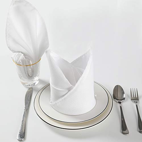 Cupuamon Cloth Napkins 17x17 inch Washable Polyester Dinner Napkins Soft Table Napkins for Wedding Party Dining Banquet(White,12PCS) - Image 5
