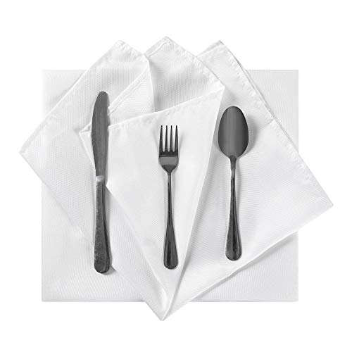 Cupuamon Cloth Napkins 17x17 inch Washable Polyester Dinner Napkins Soft Table Napkins for Wedding Party Dining Banquet(White,12PCS) - Image 4
