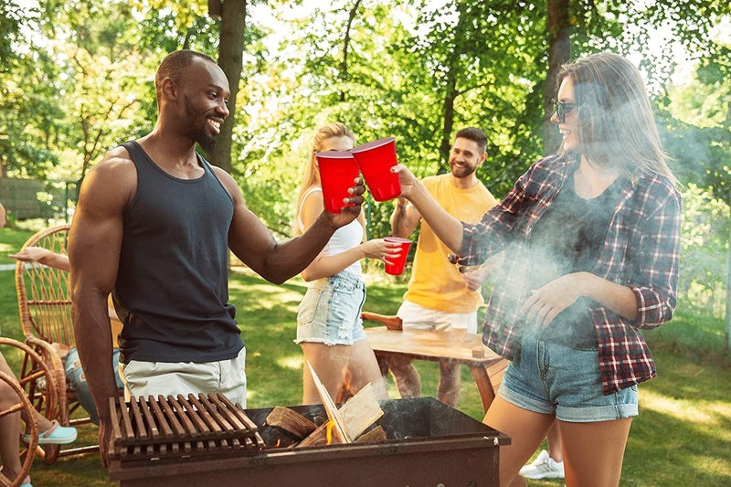 DecorRack 40 Party Cups 12 oz Disposable Plastic Cups for Birthday Party Bachelorette Camping Indoor Outdoor Events Beverage Drinking Cups (Red  40) - Image 4