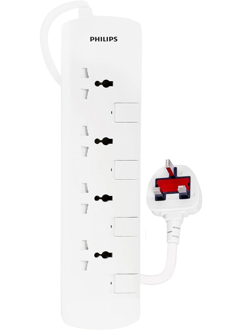 Philips 4 Way Extension Socket With Individual Switch White - Image 2