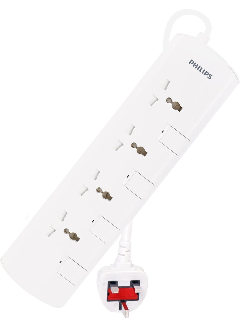 Philips 4 Way Extension Socket With Individual Switch White - Image 1
