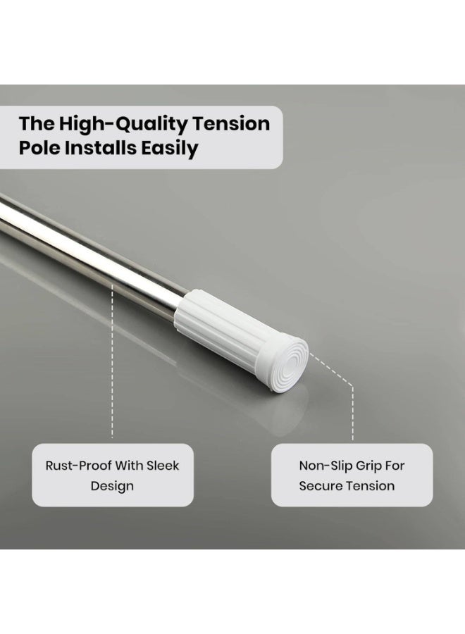 MOMENT MOMENT [1 Pack] Shower Curtain Rod [110-200 CM] Shower Rod Tension, Never Rust Anti-Slip shower curtain rod for Bathroom Window, Adjustable Tension Shower Curtain Rod - Image 4