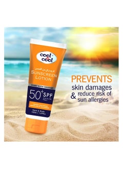 Cool & Cool Cool & Cool SPF 50 Sunscreen Lotion 100ml, UVA & UVB Protection, Non-Greasy & Quick Absorption on skin, Orange  - Image 3
