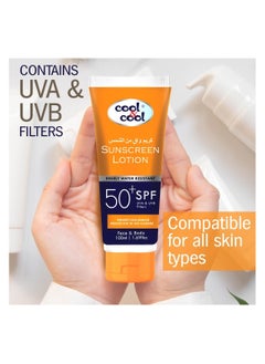 Cool & Cool Cool & Cool SPF 50 Sunscreen Lotion 100ml, UVA & UVB Protection, Non-Greasy & Quick Absorption on skin, Orange  - Image 4