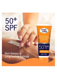 Cool & Cool Cool & Cool SPF 50 Sunscreen Lotion 100ml, UVA & UVB Protection, Non-Greasy & Quick Absorption on skin, Orange  - Image 5