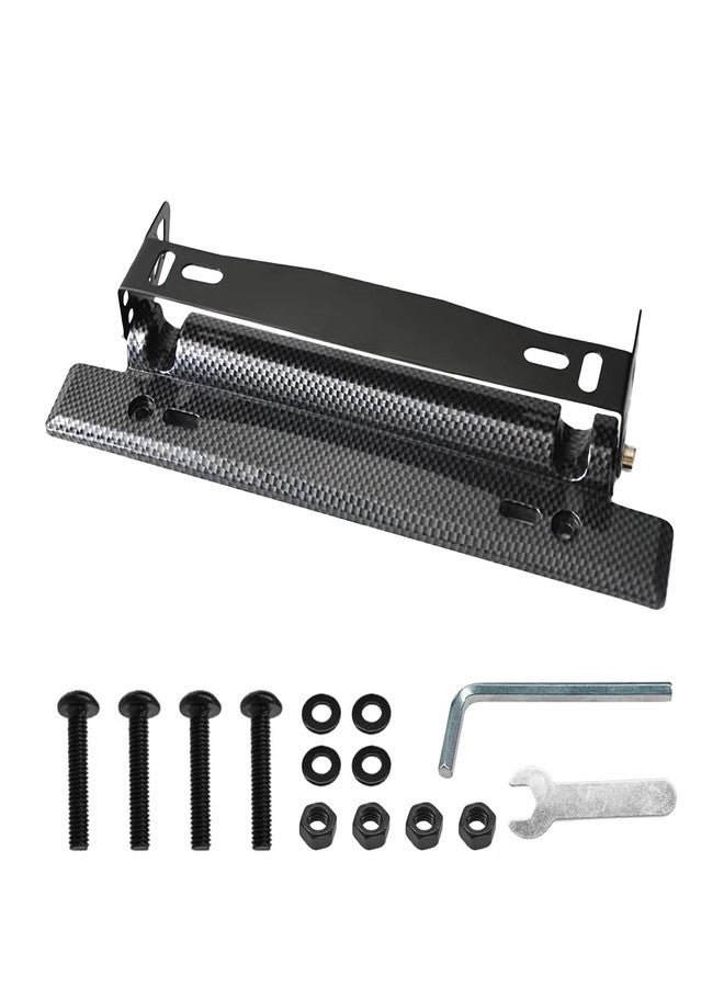 UHANBUT Carbon Fiber Car License Plate Frame, Stainless Steel Auto Front Rear License Plate Holder with Screws & Nuts, Adjustable Universal Car Tag Mount Bracket Accessories - Image 1