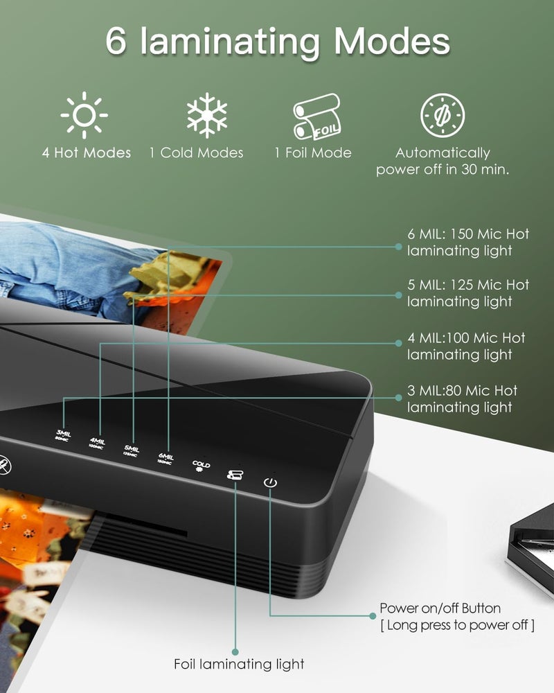 A3 Laminating Machine Set - Hot and Cold Thermal Laminator 13 Inches with Laminating Sheets, 5-in-1 Lamination Machine with 6 Laminating Modes and Auto-Off for Home Office School - Image 2