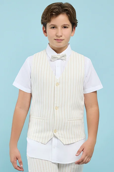 أر أند بي Solid Shirt with Striped Waistcoat