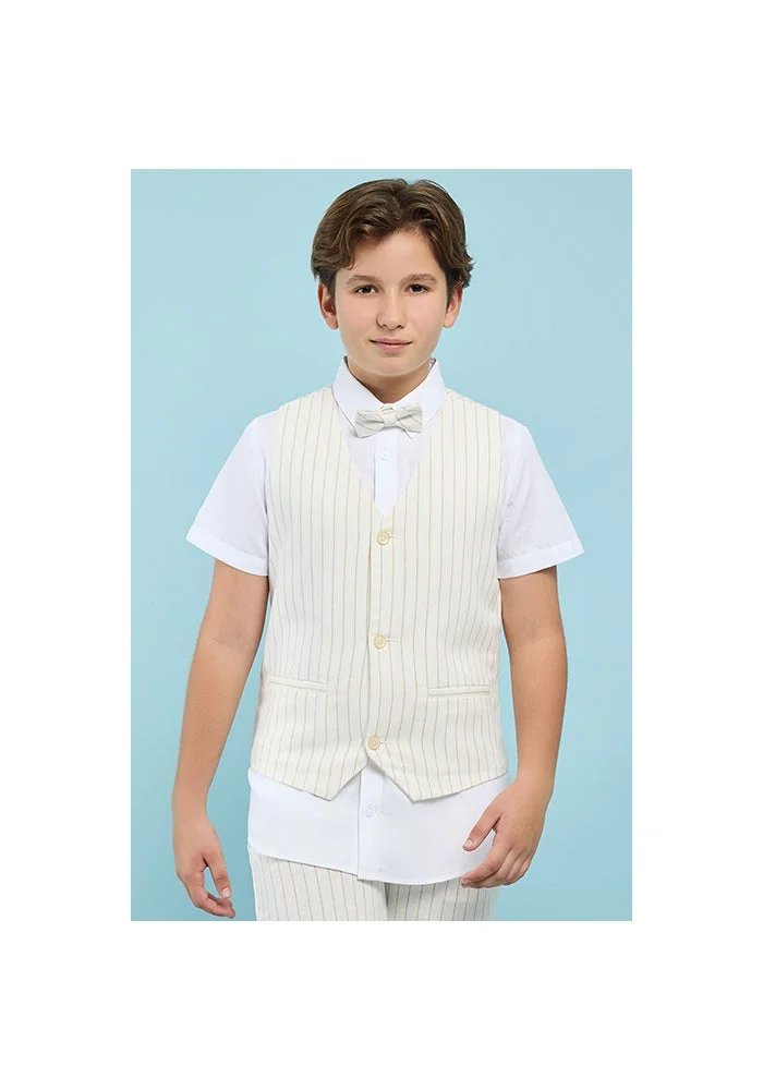 R&b Solid Shirt with Striped Waistcoat