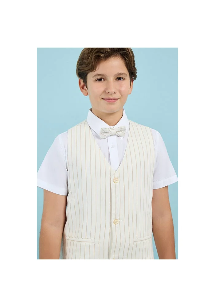 R&b Solid Shirt with Striped Waistcoat