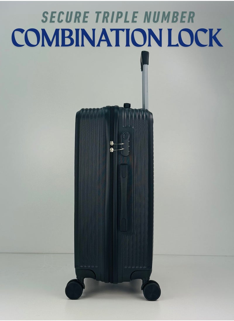 SAW & SEE Premium Hard Shell Luggage Set – 3-Piece Durable Strong Suitcase Set, Lightweight ABS Trolley Bags with Smooth Rotating Spinner Wheels, Security Combination Lock, Telescopic Handle, Traveling Bag Suitcases – 12 KG /23 KG /35 KG - 20" / 24" / 28" – BLACK  - Image 4