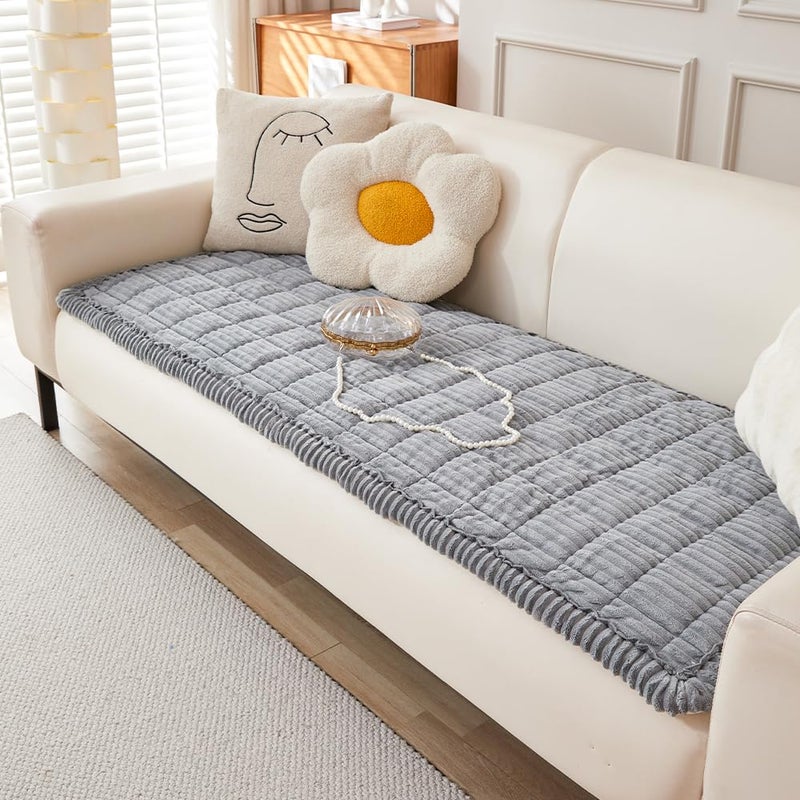 Awjcsv Couch Cover for Dogs Washable Fuzzy Pet Couch Covers for 3 Cushion Sofa Pet Friendly Non Slip Sofa Cover Light Gray 276 x 70970 x 180cm