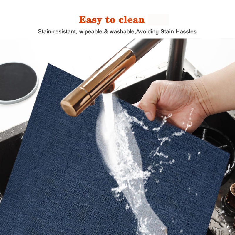 Bxzandya Placemats Set of 8,Washable,Heat and Stain Resistant Indoor/Outdoor Place mats,Vinyl Woven Non Slip Table Mats for Restaurant Table Protection,PVC Placemats(Navy Blue,8PCS) - Image 5