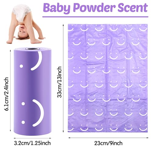 Wowangce 1500 Count Diaper Disposable Bags for Baby Diaper Sacks Baby Powder Scent Disposal or Pet Waste Bags, 100 Rolls(Purple) - Image 2