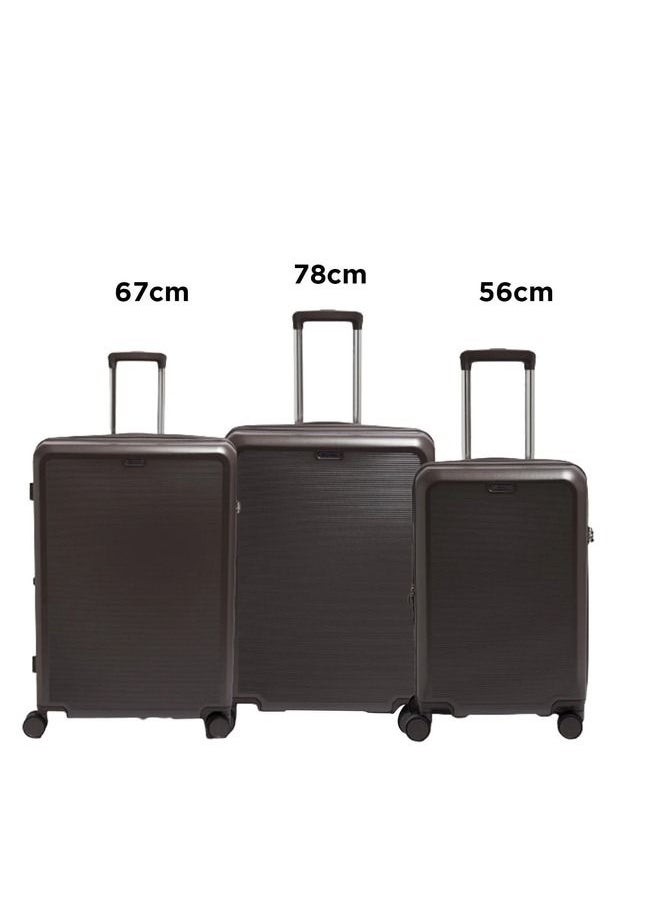 Echolac - Sense 56+67+78cm Hardcase Expandable 4 Double Wheel 3 Piece Luggage Trolley Set Brown - CTH0023S -3PC SET BROWN - Image 1