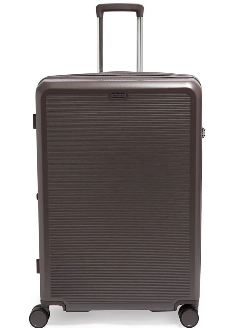 Echolac  sense 56+67+78 cm hardcase expandable 4-double wheeled 3 piece luggage trolley set - brown  | Best Price UAE