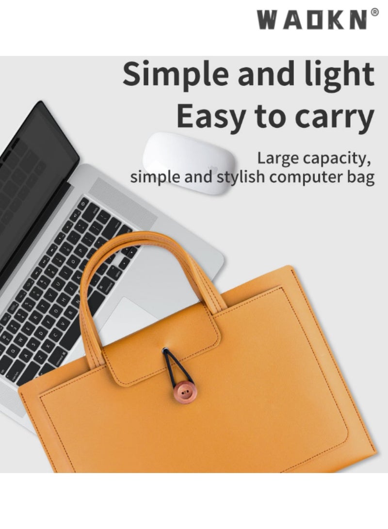 دبليو أيه أو كي أن مناسبة لأنّ 13-14 بوصة جهاز كمبيوتر محمول حقيبة ، حقيبة للماء الحد الأدنى ، رقيقة قرص كمبيوتر محمول حقيبة ، حقيبة أنيقة ثلاثة جيب ملف الأعمال التجارية ، وقدرة كبيرة ، عالية الجودة والجلود - Image 3