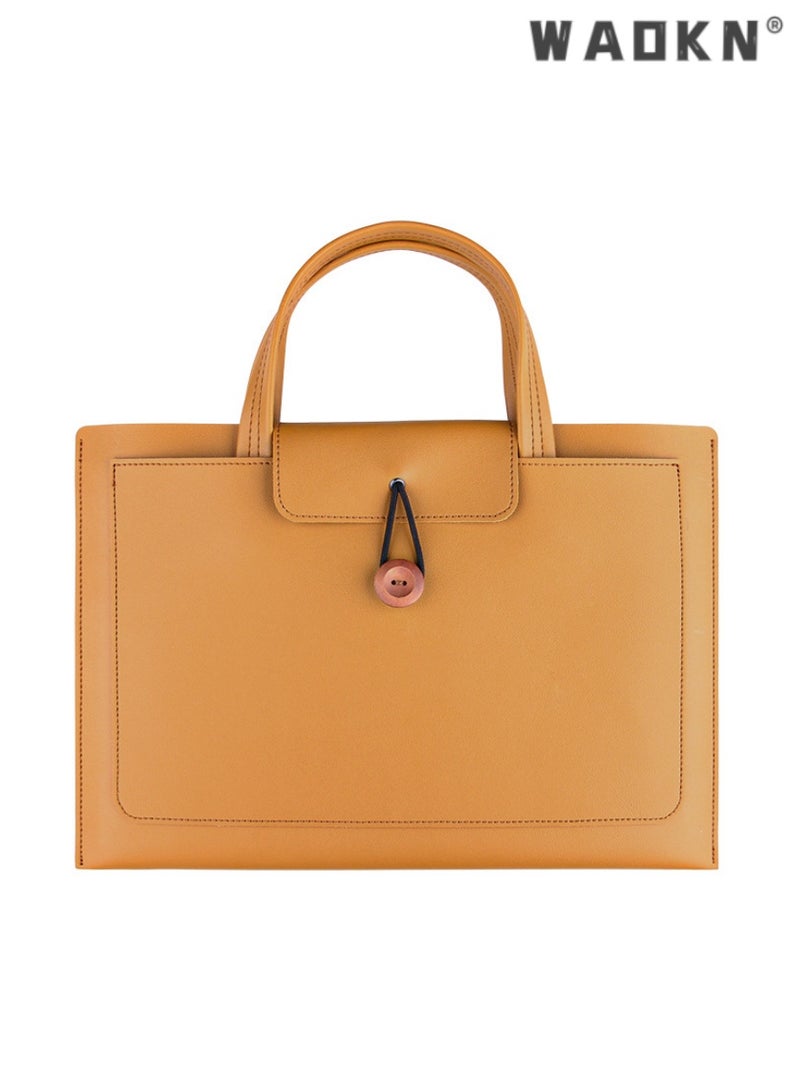 دبليو أيه أو كي أن مناسبة لأنّ 13-14 بوصة جهاز كمبيوتر محمول حقيبة ، حقيبة للماء الحد الأدنى ، رقيقة قرص كمبيوتر محمول حقيبة ، حقيبة أنيقة ثلاثة جيب ملف الأعمال التجارية ، وقدرة كبيرة ، عالية الجودة والجلود - Image 1