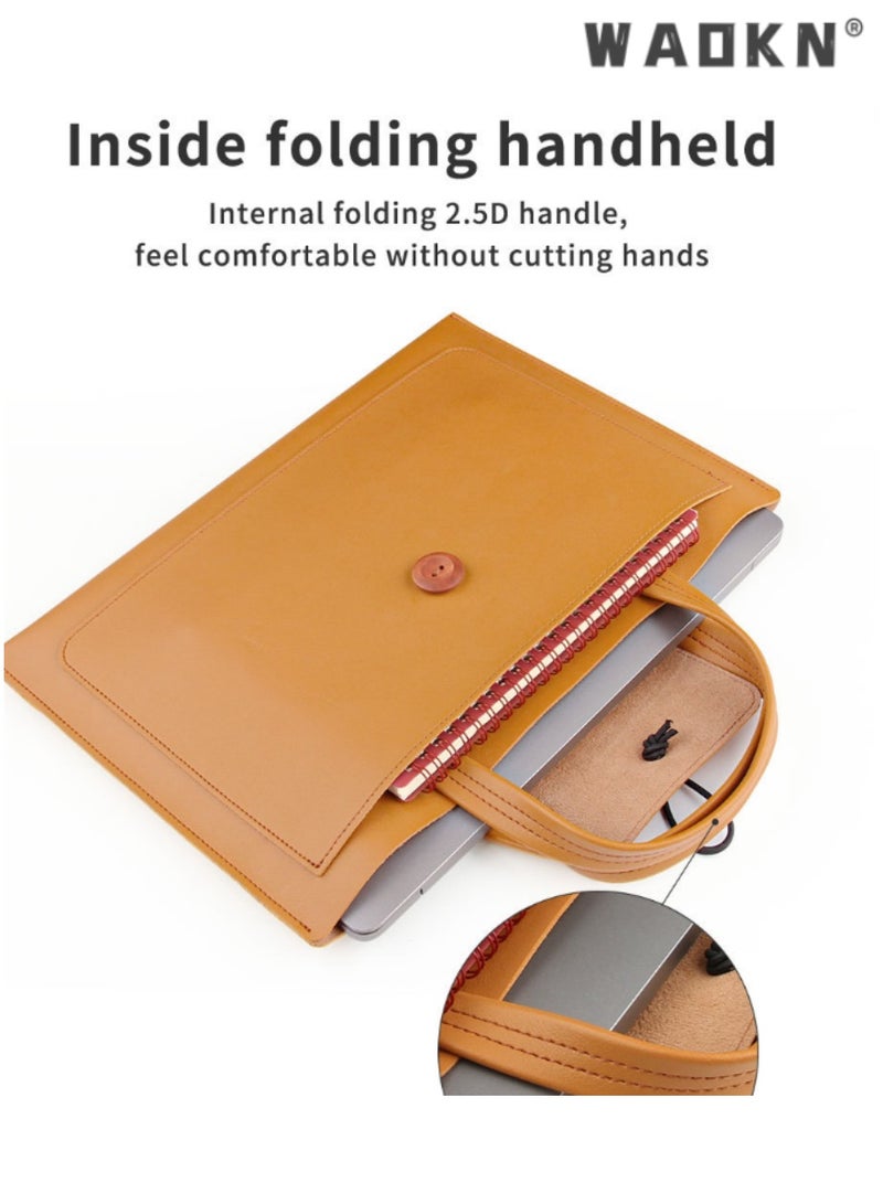 دبليو أيه أو كي أن مناسبة لأنّ 13-14 بوصة جهاز كمبيوتر محمول حقيبة ، حقيبة للماء الحد الأدنى ، رقيقة قرص كمبيوتر محمول حقيبة ، حقيبة أنيقة ثلاثة جيب ملف الأعمال التجارية ، وقدرة كبيرة ، عالية الجودة والجلود - Image 2