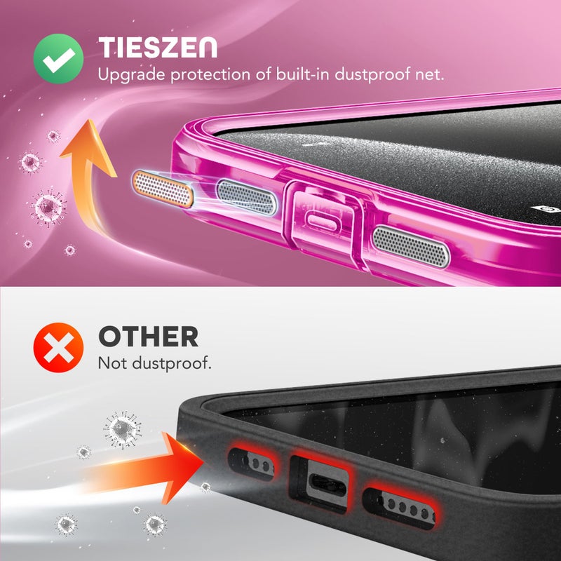 TIESZEN for iPhone 15 Pro Max Case, Compatible with MagSafe, Built-in Privacy Screen Protector and Camera Protection, Anti Spy Full Body Dustproof Shockproof Hard Phone Case 6.7",Neon Pink - Image 5