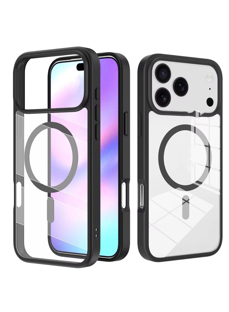 Denx Magnetic Case for iPhone 17 Pro Case, Compatible with MagSafe, Plating Luxury Cover, Clear Soft TPU Shockproof Protective Phone Case, (Black). - Image 1