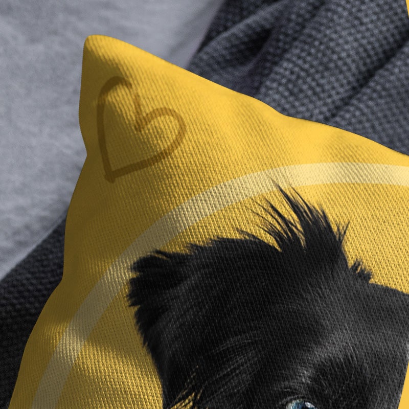 Cute Black Dog Print Throw Pillow Cover Yellow Decorative Cushion Cover for Sofa Bedroom Living Room - Image 3