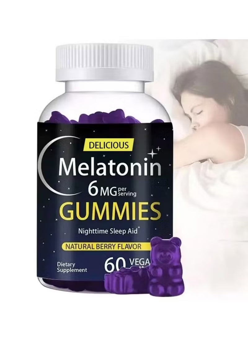 Delicious Melatonin Sleep Gummy Bears 60 Count Night Sleep Aid Natural Berry Flavor Vegan Non GMO Gluten Free - Image 1